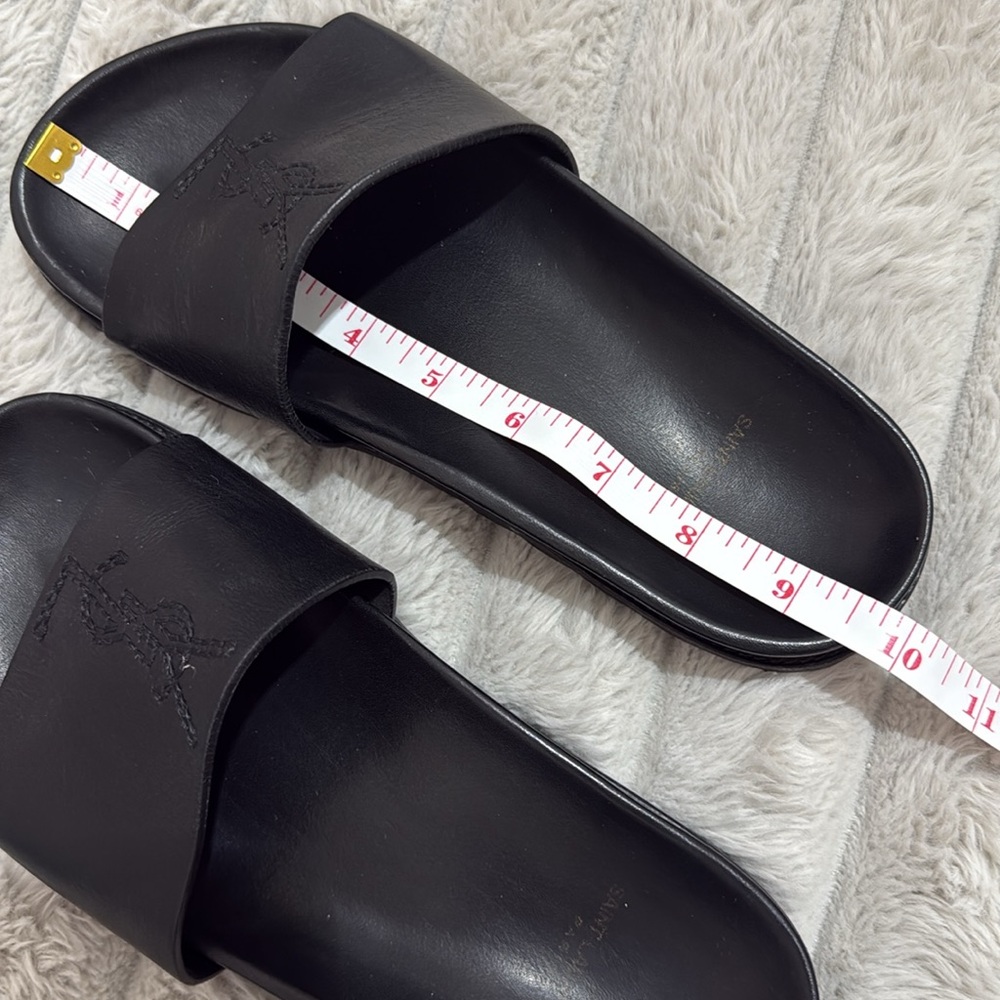 Saint Laurent Paris YSL Black Leather Slides – Size 37 (US 7) - Picture 7 of 7